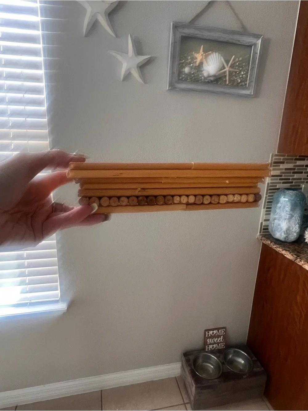 Vintage Bamboo Hand Sewn Tray Basket Island Coastal Decor